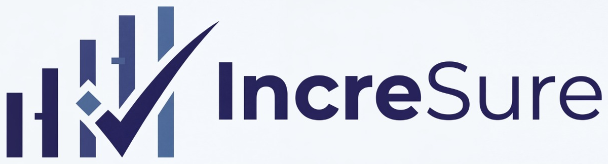 The IncreSure emblem: a verification checkmark rising through a row of dose-increment bars — the dose-mapping and verification layer of the Panacea Bio Chem Liquiprester platform, by Bogdan Dicoias